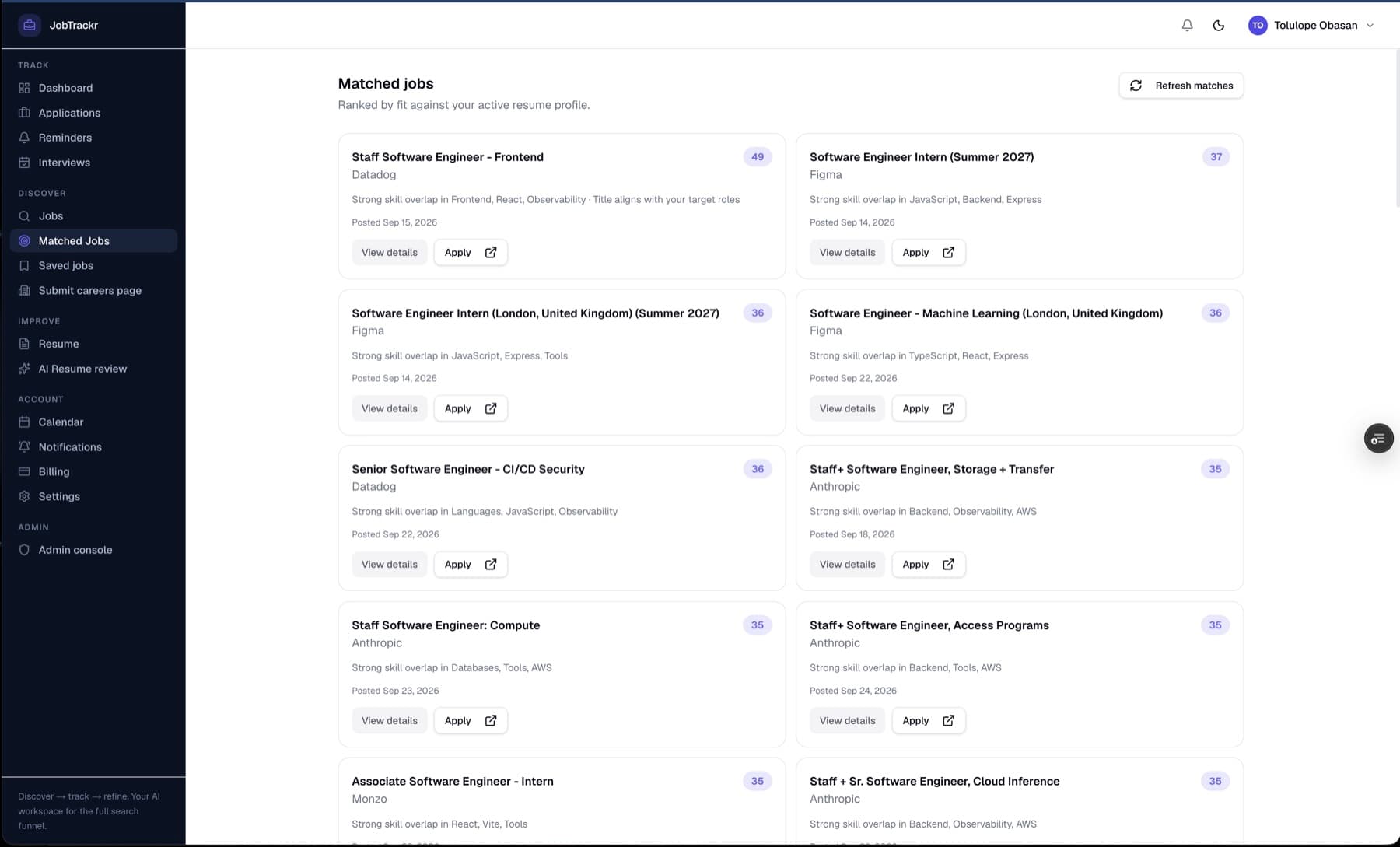 JobTrackr screenshot